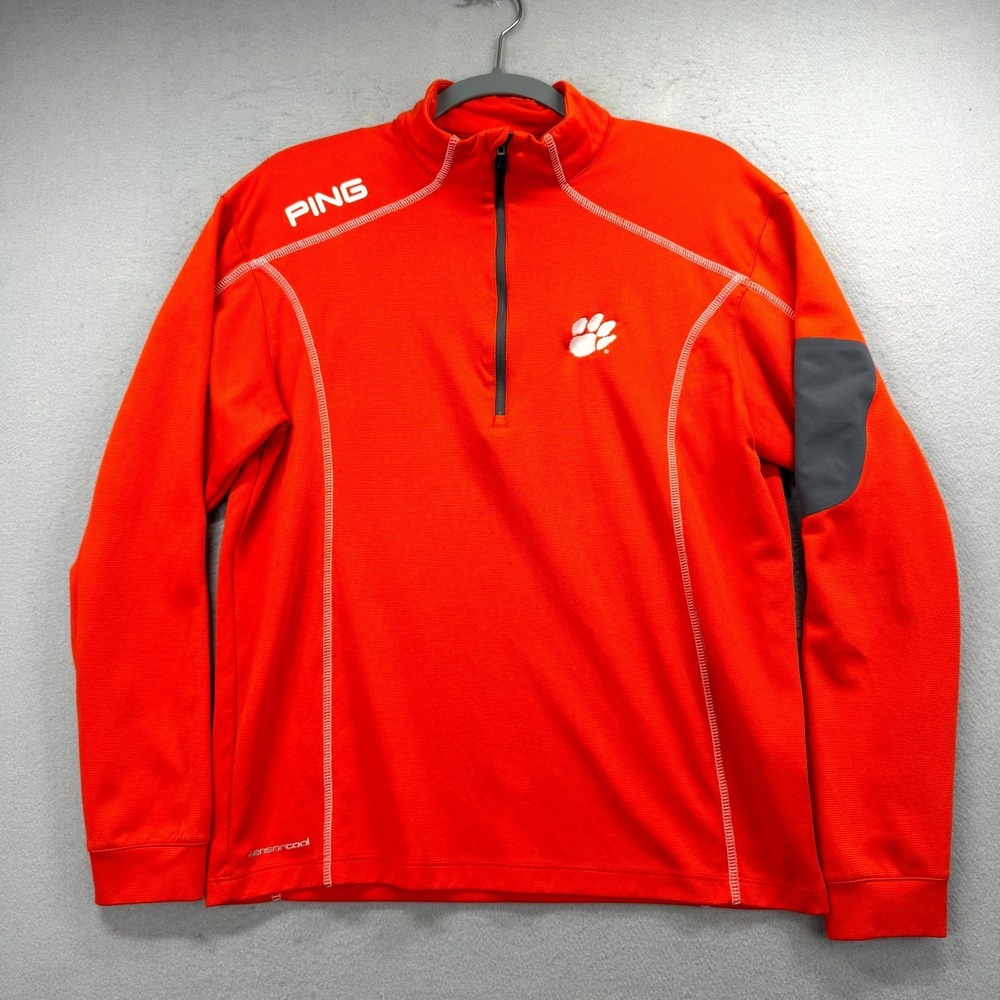 Clemson Tigers Ping Quarter Zip Shirt Mens Medium‎ Orange NCAA Football Sports